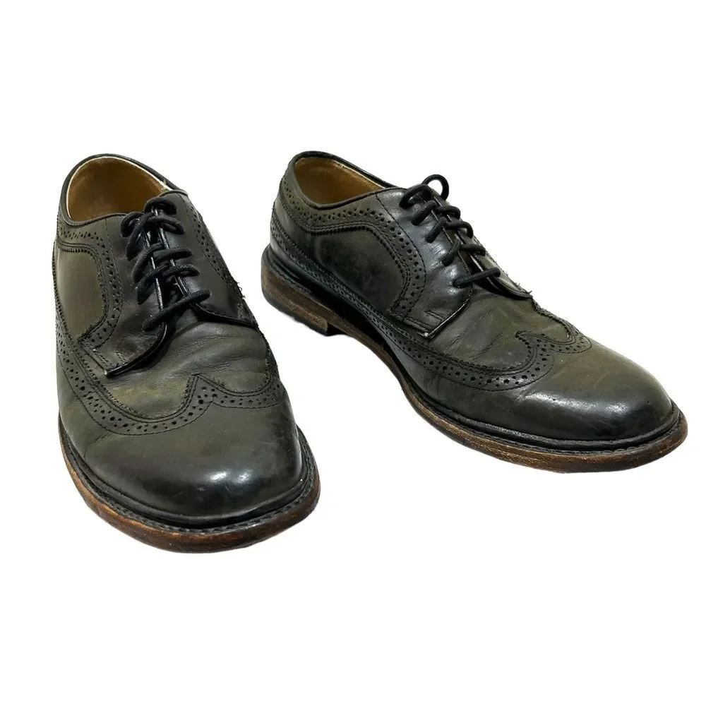 Frye John A. James Wingtip Distressed Black Leather Oxford Dress Shoe Size 8.5 D